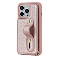 Miniatyrbild 4 av 5: Armbandskal med kortfack för iPhone 13 Pro Max - PU-läder + TPU Rose Gold