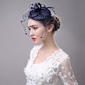 Miniatyrbild 3 av 4: Dam Fascinator Penny Mesh Hatt Fjäder Penny Mesh Hatt för Cocktail Bröllopsfest Navy Blue