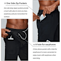 Pikkukuva 2 / 5: 2 in 1 juoksushortsit puhelintaskulla Kuntosalitreeni Nopeasti kuivuvat miesten shortsit 5 tuumaa Musta Black XX-Large