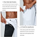 Pikkukuva 2 / 5: 2 in 1 juoksushortsit puhelintaskulla Kuntosalitreeni Nopeasti kuivuvat miesten shortsit 5 tuumaa Valkoinen White X-Large