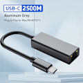 Miniatyrbild 1 av 5: 2500 Mbps USB C till Ethernet-adapter USB Lan RJ45 Nätverkskort för bärbar dator Xiaomi Mi Box S Nintendo Switch PC Aluminium Gigabit 2500Mbps USB C