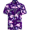 Pikkukuva 2 / 7: Miesten Havaiji-paita ja shortsit -setti Regular Fit lyhythihainen rento funky ranta flamingo paita setti L L Purple Flamingo