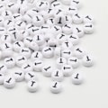 Miniatyrbilde 1 av 7: 50/100/200 stk/lot 7x4 mm Hvit Rund A-Z Alfabet Bokstav Akryl Løse avstandsperler for smykketilbehør gjør-det-selv-armbånd T