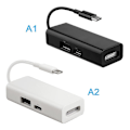 Miniatyrbild 2 av 5: Usb-c Magsafe Adapter 3 i 1 Typ-c till Magsafe 1/2 Converter Adapter för Bärbara datorer Smartphones Black