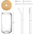 Miniatyrbild 7 av 7: Dricksglas med bambulock och glasstrå 4-pack - 16oz burkformade glas, ölglas, iskaffeglas, söt tumlare, perfekt