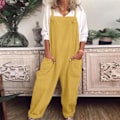 Miniatyrbilde 1 av 5: Dameoverall Buksebukser Romper Baggy Playsuit Bomull Lin Jumpsuit Grønn Green XL