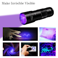 Miniatyrbillede 4 af 6: UV-lommelygte med 12 lysdioder 395 nm Sort
