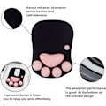 Miniatyrbilde 4 av 5: Musematte med kattepote og håndleddstøtte, bærbar ergonomisk sklisikker spillmusematte for å lindre håndleddsmerter (10,7 x 7,7 x 1,1 tommer) (Svart Sakura)