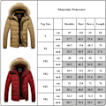 Miniatyrbilde 2 av 2: HERRE Vinterbomullsjakke med Hette Casual Menn Casual Glidelåsjakke Avtagbar Hette Rød Red 4XL
