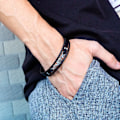 Miniatyrbild 3 av 9: Herr Läder Manschett Armband Svart Brun Flerskiktad Flätad Rep Gitarr Diskantklav Musik Not Smycken Armband Justerbar