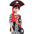 Miniatyrbillede 5 af 6: Piratkostume til børn, udklædningstøj, festtøj, til drenge og piger Sort-hvid Svart-vitt 8-10 Jahre