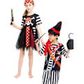 Miniatyrbillede 6 af 6: Piratkostume til børn, udklædningstøj, festtøj, til drenge og piger Sort-hvid Svart-vitt 4-6 Jahre