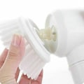 Miniatyrbillede 3 af 5: Elektrisk rengøringsbørste 5-i-1 magisk batteridrevet skrubber til køkken, badeværelse, badekar, bruser, fliser, tæppe, bidet, sofa hvid