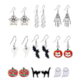Miniatyrbilde 1 av 4: 9 par Halloween Stud Øredobber Halloween Smykker Drop Dangle Øredobber Gresskar Svart Katt Stud Øredobber