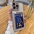 Miniatyrbild 1 av 5: Pläterad Plånboksfodral för iPhone 14 Pro Max, Bling Glitter Diamant Kortinnehavare Kameraskydd Lyxigt Fodral + 2*, Kortfack Elegant