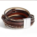 Miniatyrbillede 2 af 5: Læder Wrap Armbånd Boho Manchet Armbånd Krystal Læder Armbånd Magnetisk Multi Strand Armbånd Bohemian Armbånd Læder Armbånd Bangle Smykker til Kvinder Teen Piger Kone Mor