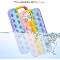 Miniatyrbild 3 av 5: Aupartuds Pop It Telefonfodral för iPhone 8 7 6, stressavlastande tryck Pop Bubble Fidget Toys Cover, söt rolig mjukt silikon skyddande skal för iPhone Se