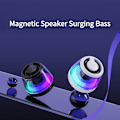 Pikkukuva 5 / 5: Magneettinen Bluetooth-kaiutin, kannettava Bluetooth-kaiutin, langaton puhelinteline pelikäyttöön, pieni ja kannettava, RGB-valo, teini-ikäisen lahja. (Musta)