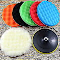Miniatyrbild 4 av 5: 6 tum 150 mm svamp polering polering vaxning pad kit set förening bilpolerare + M14 borr adapter kit