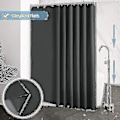 Miniatyrbillede 5 af 5: Bruseforhæng 240x200 cm, med 16 kroge, ekstra bredt, vægtet, skimmelresistent, mørkegrå, vandtæt, store badeforhæng, polyesterstof, Antiba