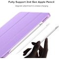 Miniatyrbild 2 av 5: iPad Air 4 Fodral 2020 - iPad Air 4:e generation Fodral 10,9 tum Lätt Smalt Omslag Med Genomskinlig Frostad Hård Bak [stöder Touch ID](Klöver Lila