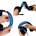 Miniatyrbild 3 av 4: Gaming-headset med brusreducering, dynamisk sensorisk, Hi-Fi-hörlurar, mjukt minnesskum, LED RGB-ljus för PC, bärbar dator, Mac50mm Spe