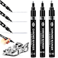 Miniatyrbillede 2 af 5: 3 stk. Flydende krommarkør Spejl Flydende krommaling Pen Sæt Metallic Markering Markører Pen Diy Kunst Håndværk Highlight Pen
