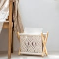 Miniatyrbild 2 av 5: Boho-hylla | Fällbar Macrame Dekorativ Bokhylla Golvstativ | Stående Golvkorgar För Förvaring Av Böcker, Post, Fjärrkontroll Och Barnkammare, Hem, Sovrum D