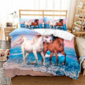 Miniatyrbild 1 av 2: 3D Digitaltryck Cartoon Häst Pegasus Örngott Täcke Sängkläder Tredelad Set FM20 180*200cm -ZHENV（180*200cm）