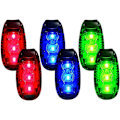 Pikkukuva 1 / 5: LED-turvavalo (6 kpl), kiinnitettävät strobovalot juoksijoille, kävelyyn, pyöräilyyn, koiranpantaan, lastenvaunuihin, parhaat yöllä näkyvät lisävarusteet