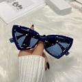 Miniatyrbild 1 av 2: Nya Fashion Cat Eye Solglasögon Vuxen Lyx Varumärke Designer Solglasögon för Vuxen Resande Solskydd Glasse y2k Gafas De Sol（blå）