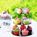 Miniatyrbild 4 av 5: 3-vånings Akryl Rund Klar Cupcakesställ Desserttorn Ställ Kakor Cupcakes Displayställ för Bröllopsgodis Födelsedagsfest Dusch (Svart)