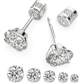 Miniatyrbillede 1 af 5: Hypoallergen kirurgisk stål cubic zirconia øreringe studs sæt multi-pakke, Cz stud øreringe til mænd 5 par 4-8mm,shznv
