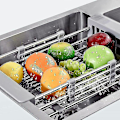 Miniatyrbild 1 av 5: Rostfritt Teleskopisk Avloppskorg, Justerbar Diskhoavrinning för Diskho, Utdragbar Diskhoavrinning, Köksavrinningsorganisatör Kompatibel Grönsak Frukt
