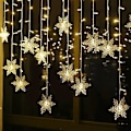 Miniatyrbild 1 av 3: 12ft/3.5M Snöflinga Gardin Ljus Plug in String Ljus LED Fairy Nattljus, Perfekt för Jul Bröllop Fest Dekoration Kandelaber Luminarias - W