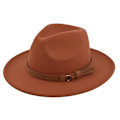 Miniatyrbilde 3 av 4: Retro Jazz Hat Suede Belt Ullhatt Cowboy Hat Retro Imitert Ullhatt Flat Brim Hat Bf150