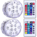 Miniatyrbild 1 av 4: Vattentät LED-lampa, vattentät spa LED-undervattenslampa, undervattens LED-lampor med 2 fjärrkontroller för vasbaser, akvarier, fester, Halloween