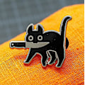 Miniatyrbild 3 av 5: Svart kattformad populär emaljnål