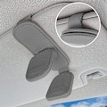 Miniatyrbild 5 av 5: Solglasögonhållare för bil solskydd läder solglasögon klämma arrangör uppgradering ny dubbel position magnetisk passform universell bil grå