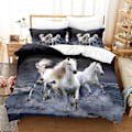 Miniatyrbild 1 av 2: 3D Digitaltryck Djur Häst Student Quilt Cover Sängkläder Tredelad Set DWM6 180*200cm -ZHENV（180*200cm）