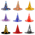 Miniatyrbild 3 av 5: Halloween häxhatt festdekoration böjd hörn nät pumpa tryck trollkarl häxhatt för barn(stil 3)