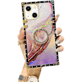 Miniatyrbild 1 av 5: iPhone 13 6.1\" Transparent Skal för Tjejer Marmormönster TPU Lyxigt Skal Stötsäkert Skyddande Robust Passar Apple med Ringstativ Kvadratisk Design - Lila