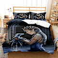 Miniatyrbild 1 av 2: 3D Digitaltryck Svart Flicka Quilt Cover Pillowcase Sängkläder Tre Delar Set FZN8 180*200cm -ZHENV（180*200cm）