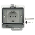 Miniatyrbild 1 av 5: Väggmonterad IP66 Vattentät EU Standard Plug Adapter Uttag 250V 16A med PC Skal
