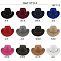 Miniatyrbillede 4 af 5: Filt Hat Retro Imitation Fårehat Cowboy Hat Bælte Uld Hat National Hood Retro Jazz Hat