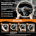 Miniatyrbild 5 av 5: Diamant Rattmuff med Bling Rhinestones Leopardmönster Läder Universell Passform 15 Tums Bilratt