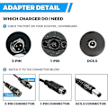 Miniatyrbilde 4 av 5: 42v 2a Lader Adapter Strømadapter for Elektrisk Scooter Balansering Vlo Dc Lader Universell 5,5mm X 2,1mm / 5,5mm X 2,5mm Tilkobling