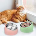 Miniatyrbild 2 av 5: Kattmatskål, Husdjursmatskål, Lutad Rostfri Kattmatskål, Liten Hundskål, Rostfri Kattmatskål Set 400ml (grön)