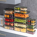 Miniatyrbild 4 av 5: Förseglad matbehållare med lock BPA-fri läcksäker stapelbar design transparent förvaringslåda matförseglingsburk（S）