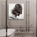Miniatyrbild 4 av 4: Canvasmålning elefant toalett söt djur hängande målning kärna 30*30cm (utan ram)